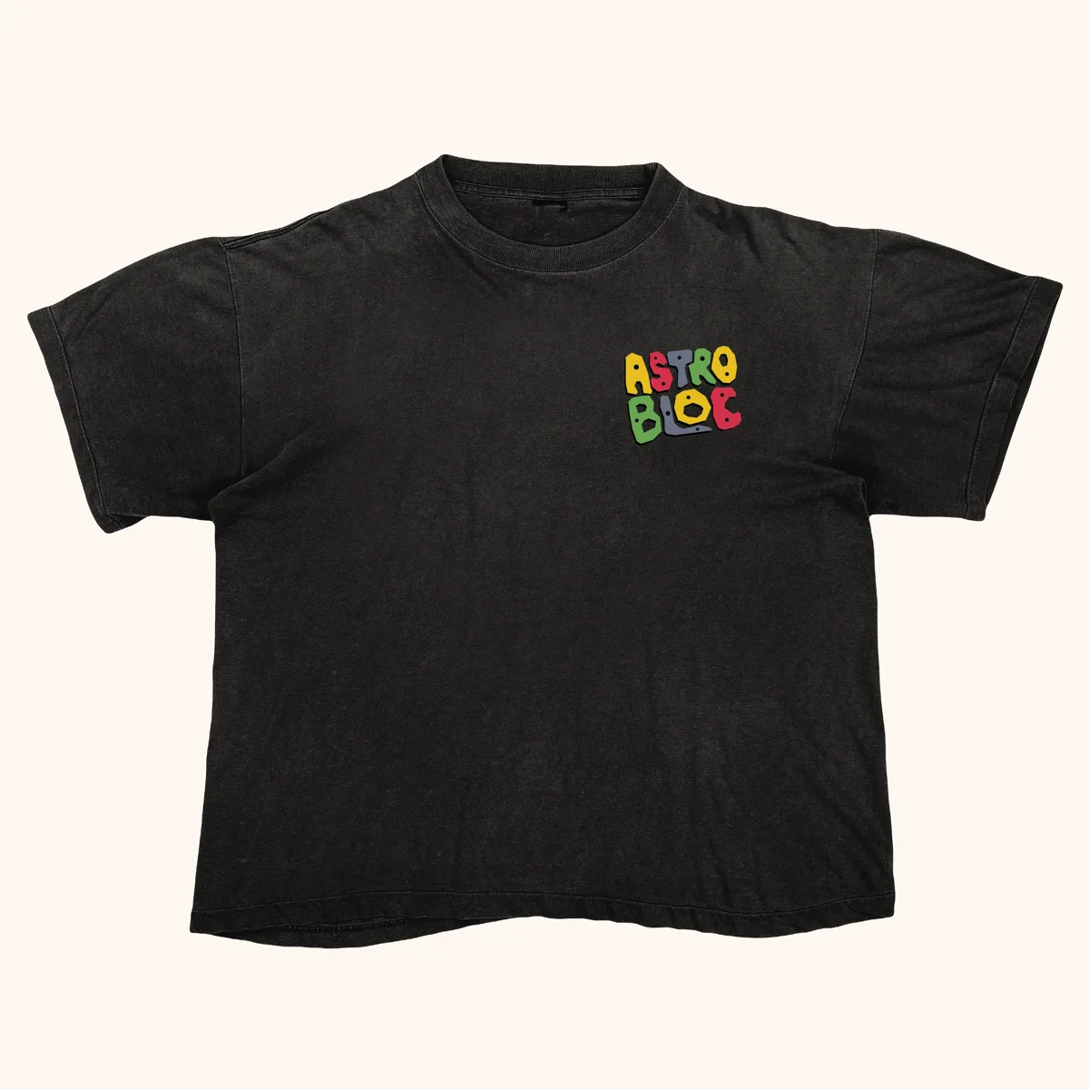 Front of the Astrobloc shirt: small logo on the chest